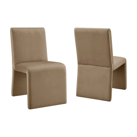 Emory Performance Velvet Dining Side Chair Set of 2 in Taupe