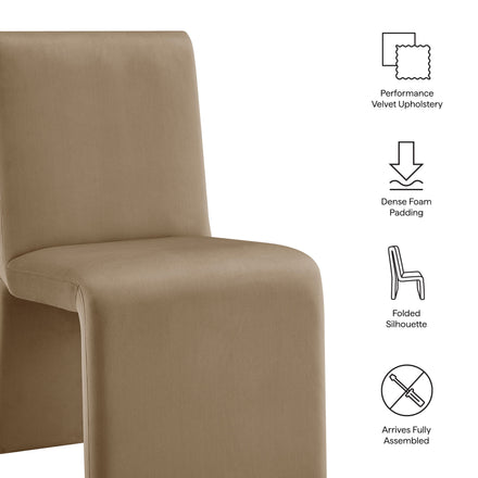 Emory Performance Velvet Dining Side Chair Set of 2 in Taupe