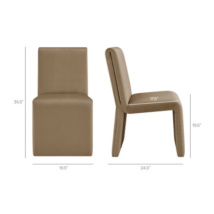 Emory Performance Velvet Dining Side Chair Set of 2 in Taupe