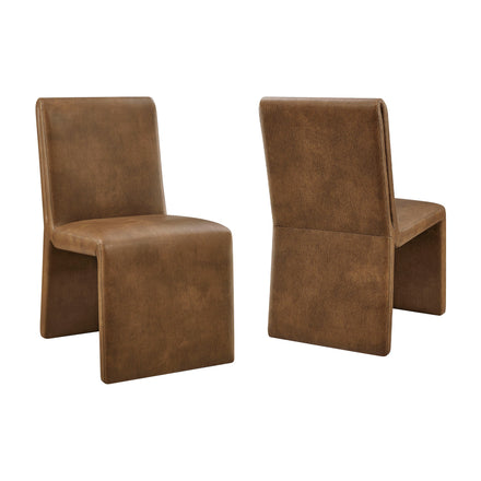 Emory Vegan Leather Dining Side Chair Set of 2 in Canyon