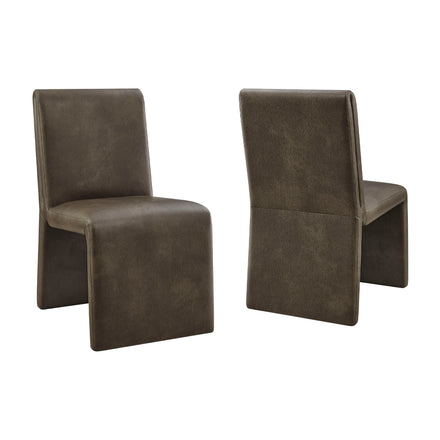 Emory Vegan Leather Dining Side Chair Set of 2 in Mushroom