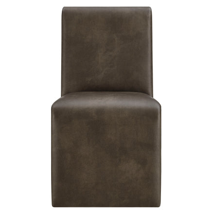 Emory Vegan Leather Dining Side Chair Set of 2 in Mushroom