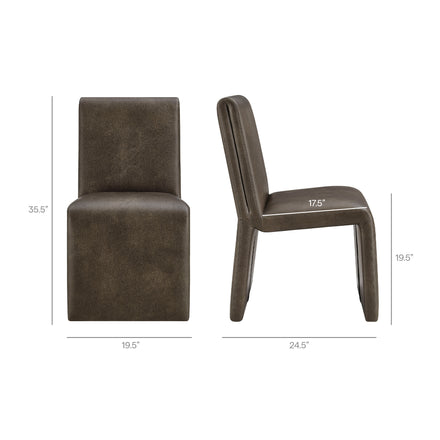 Emory Vegan Leather Dining Side Chair Set of 2 in Mushroom