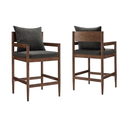 Remington Wood Counter Stool Set of 2 in Charcoal