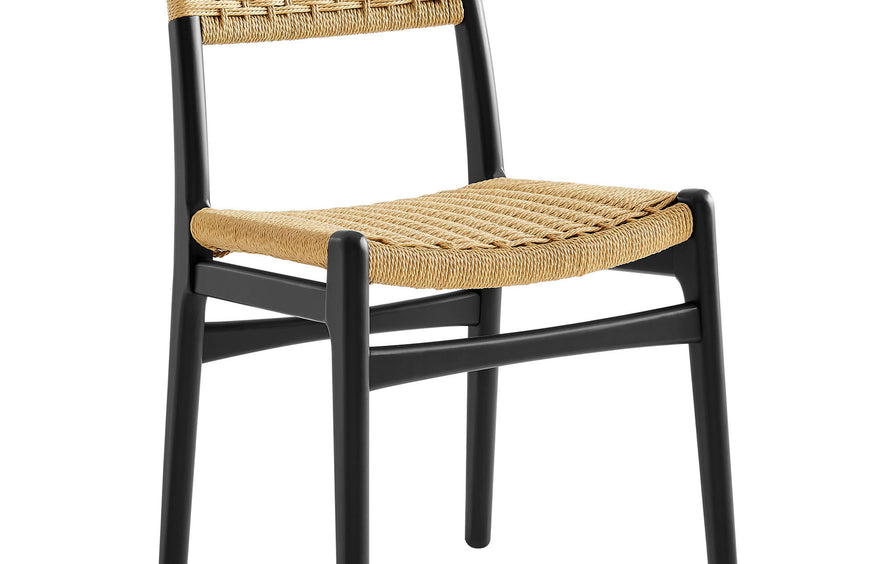 Tallberg Rope and Wood Dining Side Chair in Black Natural