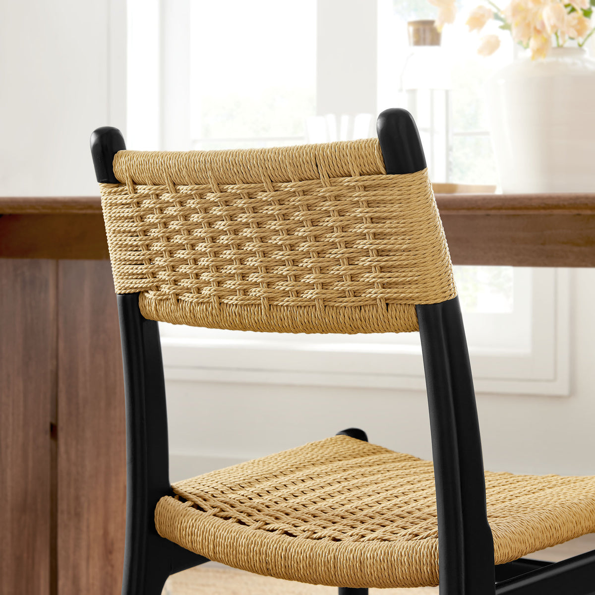 Wynn Rope and Wood Dining Side Chair in Black Natural