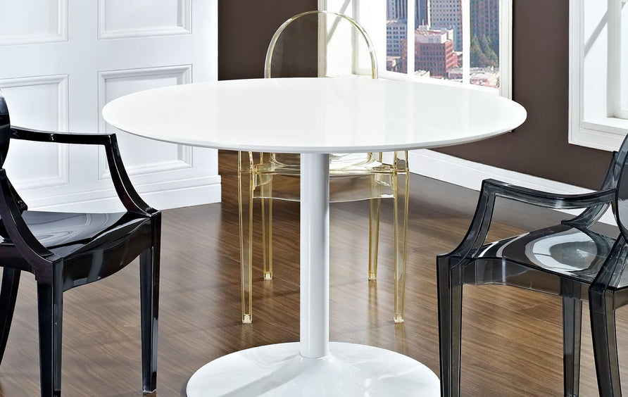 Kira Round Wood Dining Table in White
