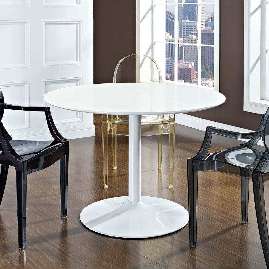 Kira Round Wood Dining Table in White