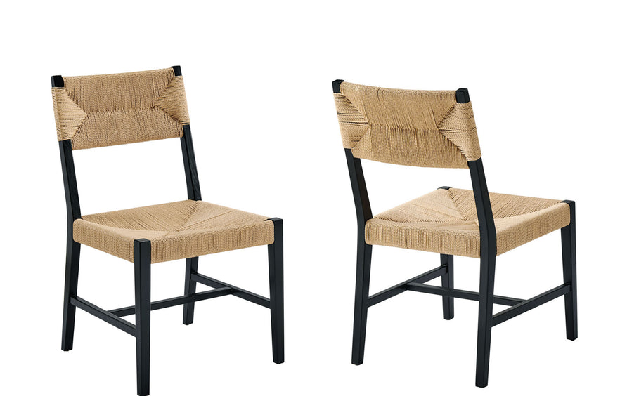 Diablo Wood Dining Chair Set of 2 in Black Natural
