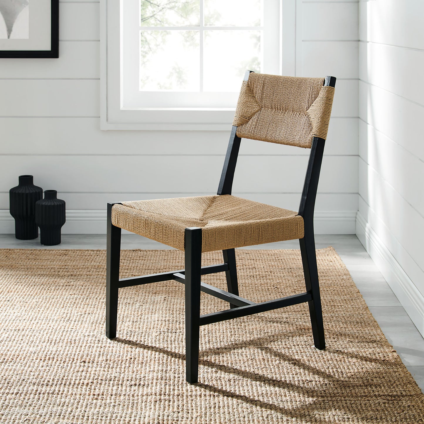 Diablo Wood Dining Chair Set of 2 in Black Natural