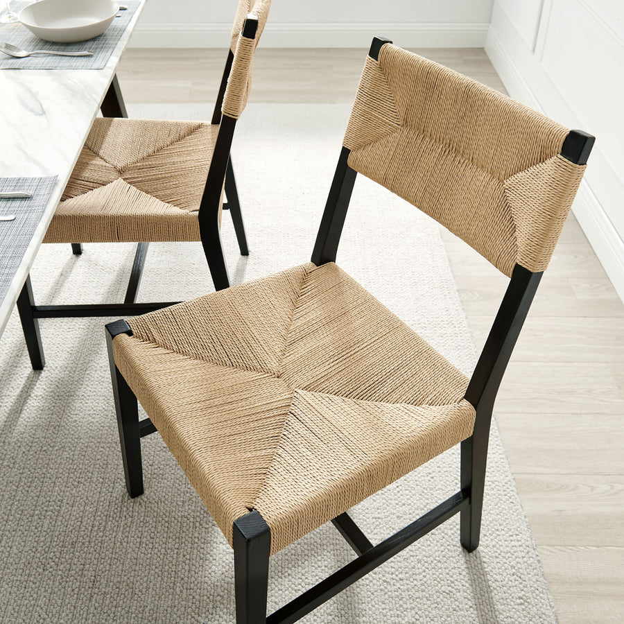 Diablo Wood Dining Chair Set of 2 in Black Natural