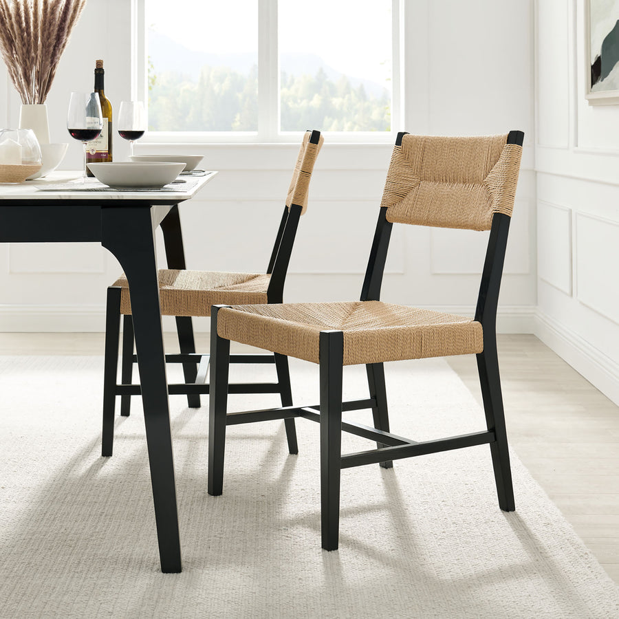Diablo Wood Dining Chair Set of 2 in Black Natural