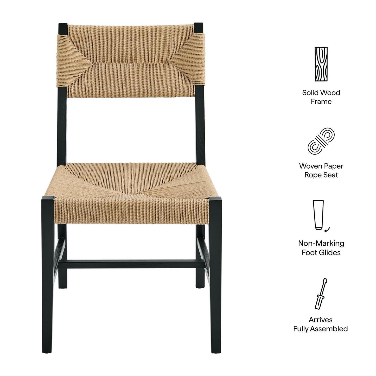 Diablo Wood Dining Chair Set of 2 in Black Natural