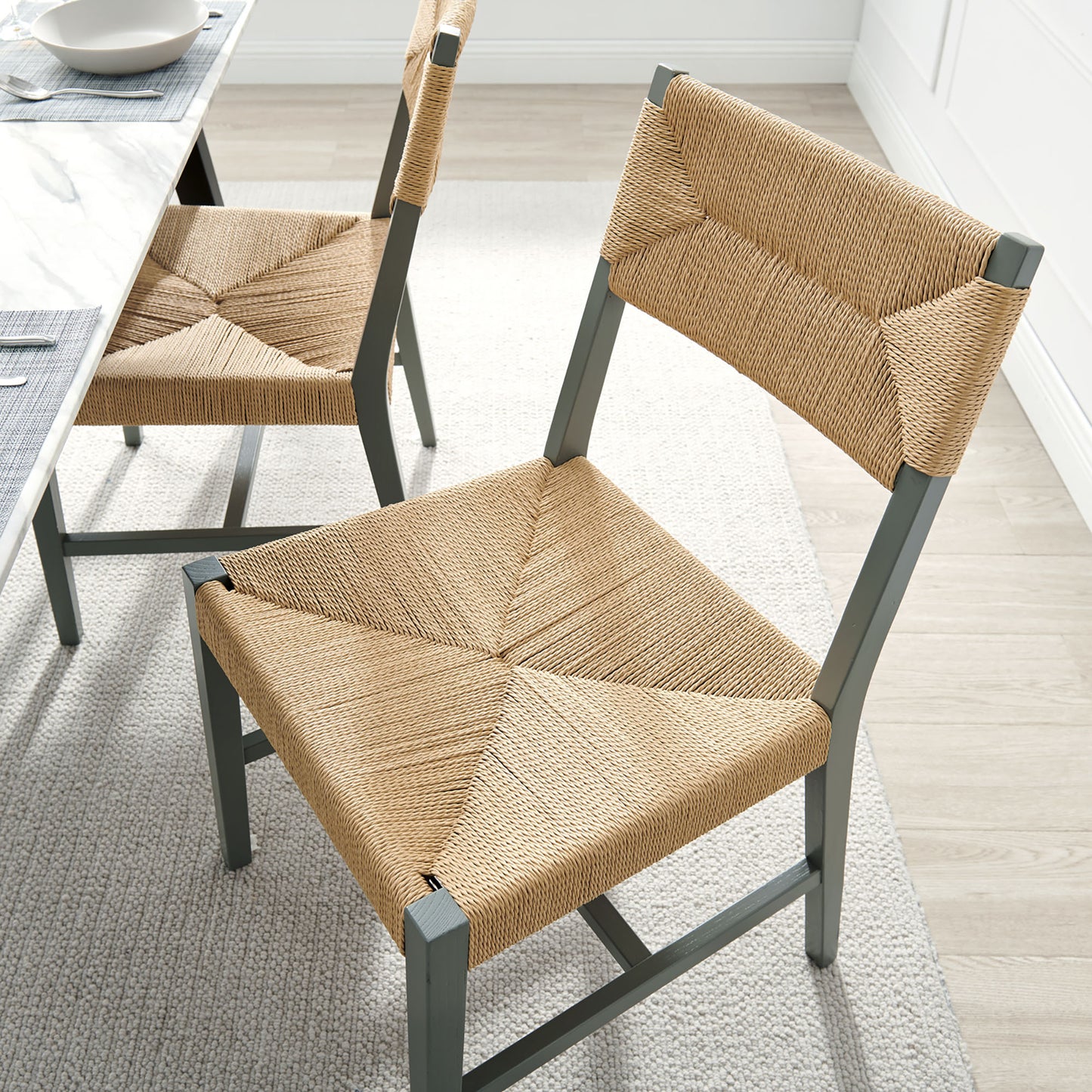 Diablo Wood Dining Chair Set of 2 in Light Gray Natural