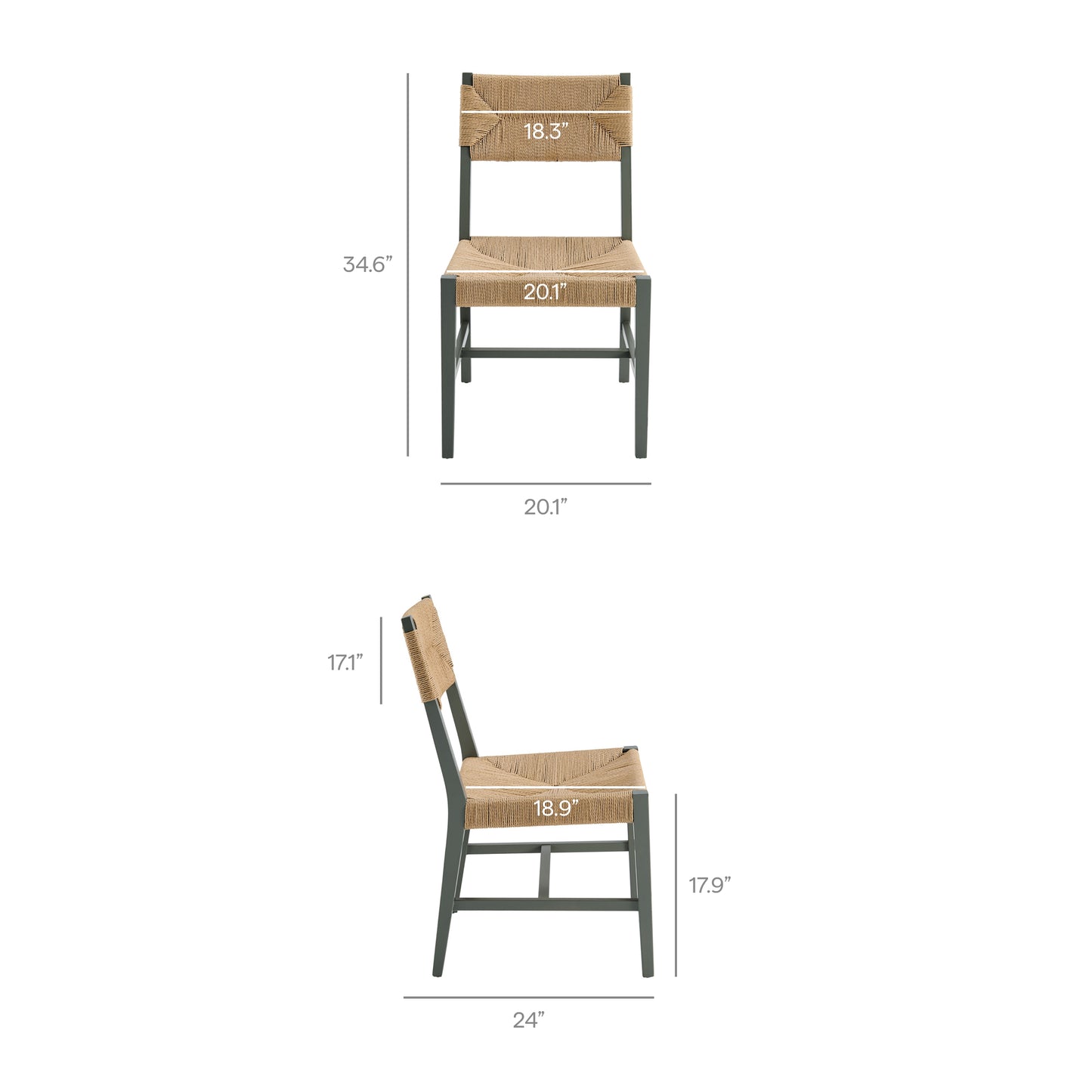 Diablo Wood Dining Chair Set of 2 in Light Gray Natural