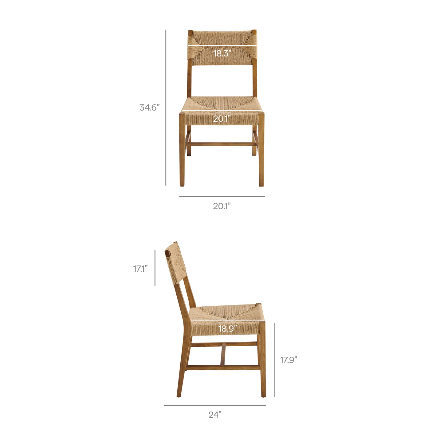 Diablo Wood Dining Chair Set of 2 in Natural Natural