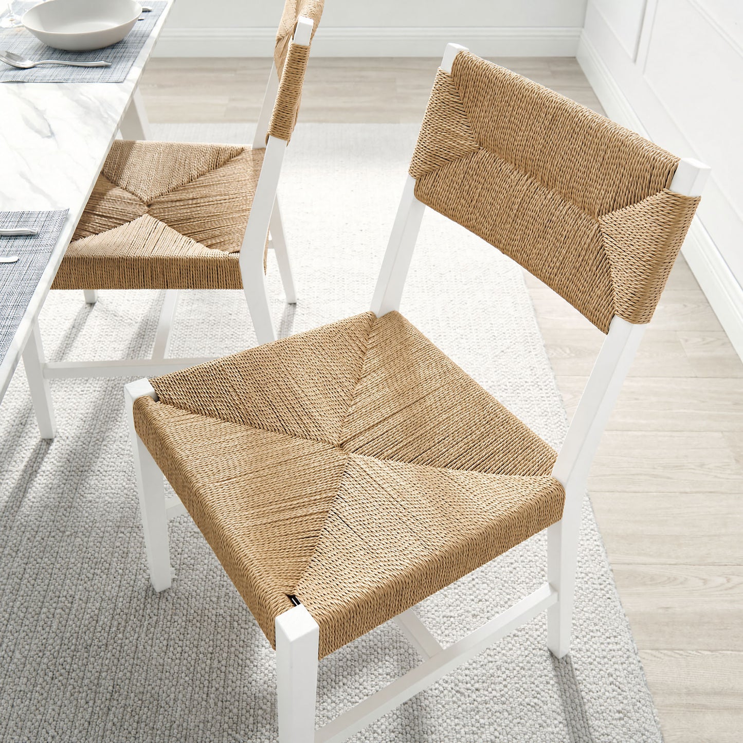Diablo Wood Dining Chair Set of 2 in White Natural