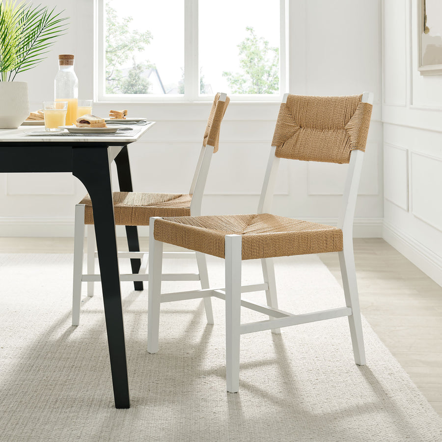 Diablo Wood Dining Chair Set of 2 in White Natural