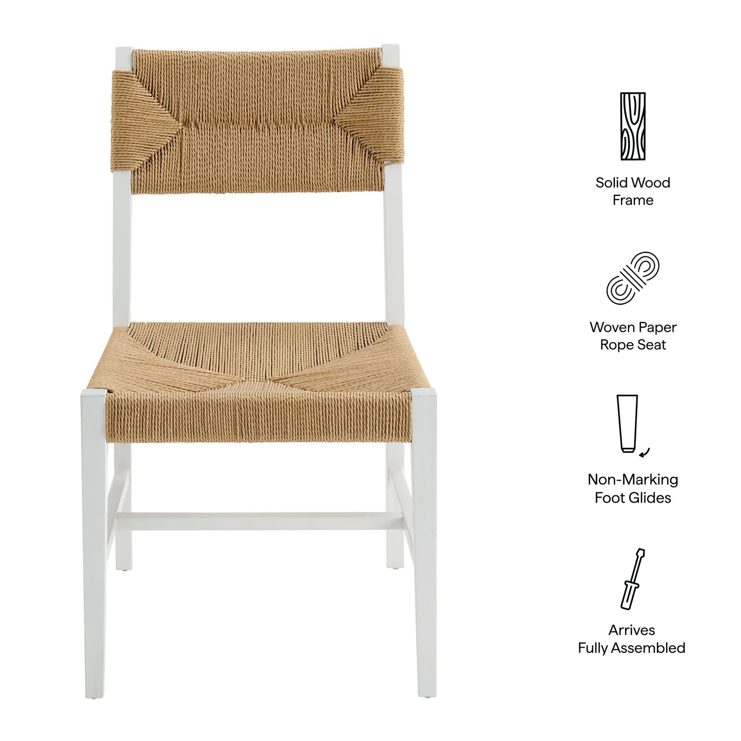 Diablo Wood Dining Chair Set of 2 in White Natural