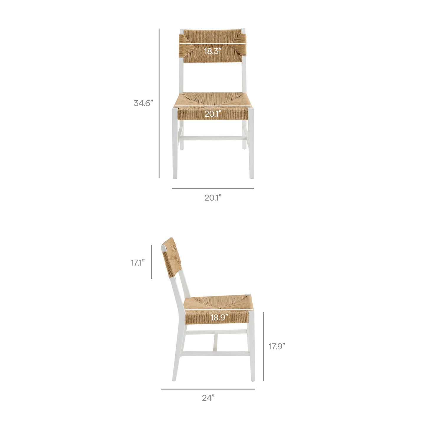 Diablo Wood Dining Chair Set of 2 in White Natural