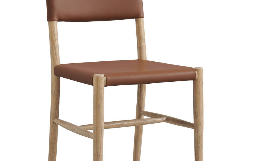 Liesel Wood Vegan Leather Dining Side Chair in Natural