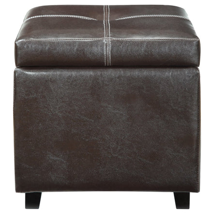 Treasure Upholstered Vinyl Ottoman in Espresso
