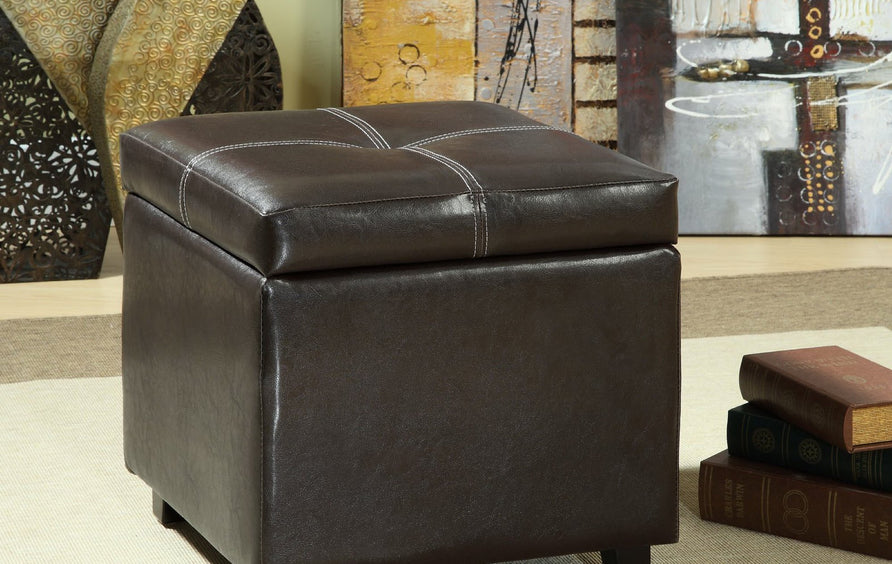 Kerteminde Upholstered Vinyl Ottoman in Espresso