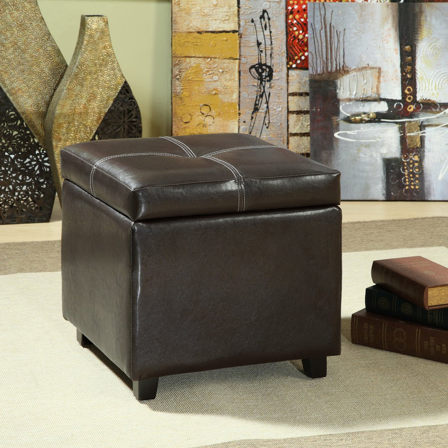 Kerteminde Upholstered Vinyl Ottoman in Espresso