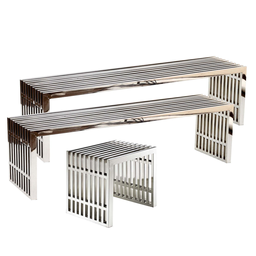 Fenn Benches Set of 3 in Silver