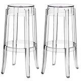 Thistle Bar Stool Backless Set of 2 in Clear
