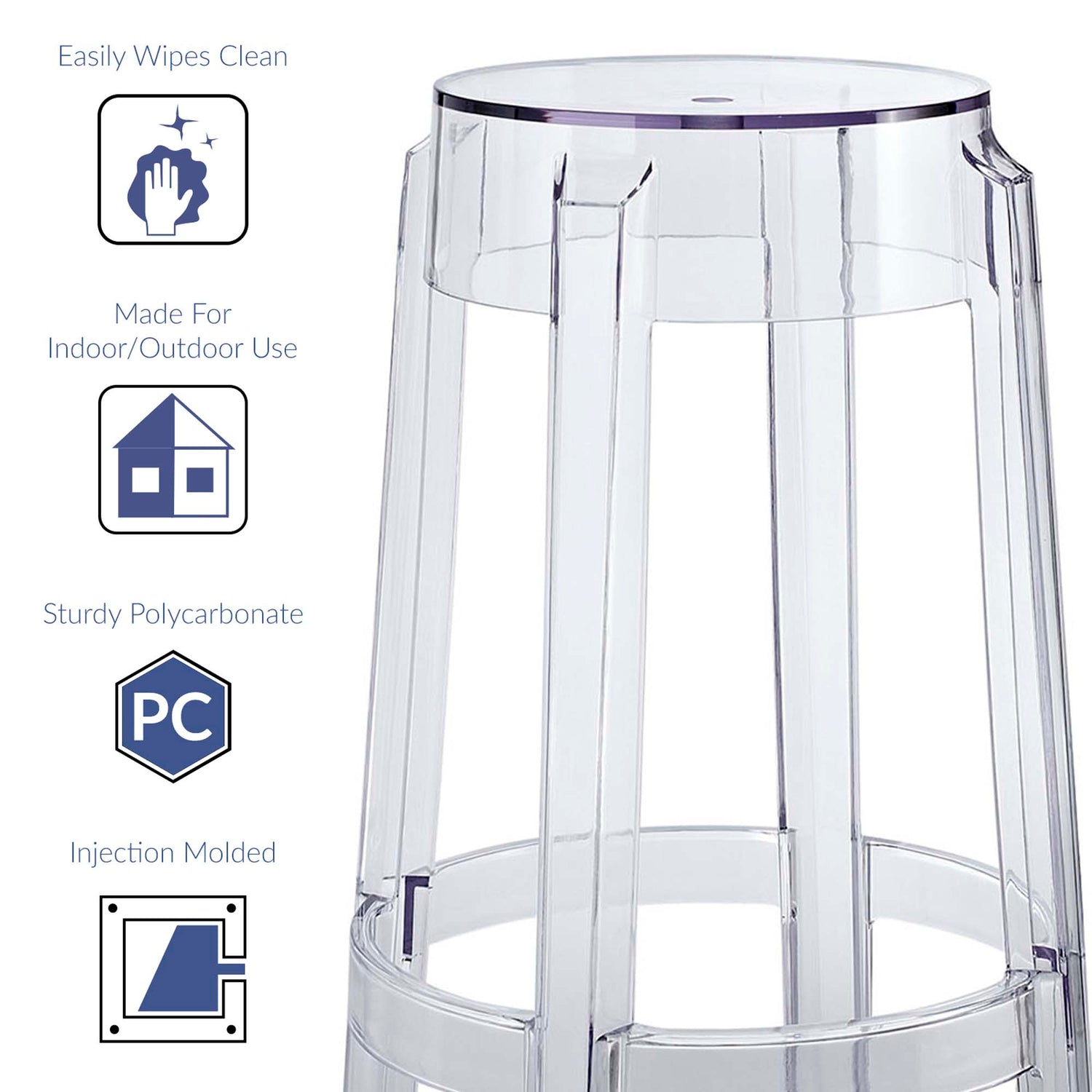 Thistle Bar Stool Backless Set of 2 in Clear