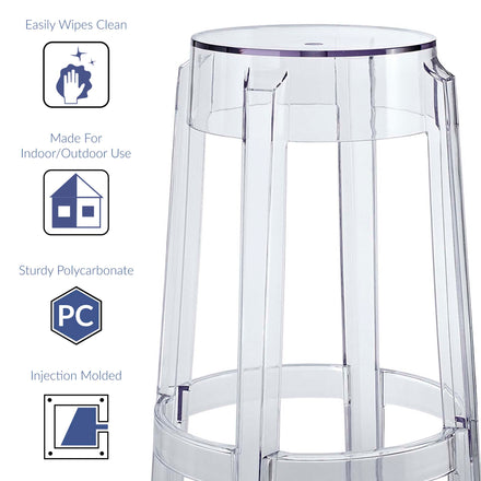 Casper Bar Stool Backless Set of 2 in Clear