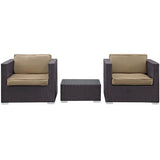 Dilys 3 Piece Outdoor Patio Sofa Set in Espresso Mocha