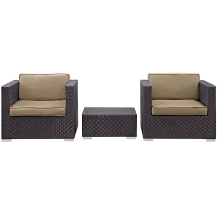 Burrow 3 Piece Outdoor Patio Sofa Set in Espresso Mocha