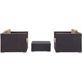 Dilys 3 Piece Outdoor Patio Sofa Set in Espresso Mocha