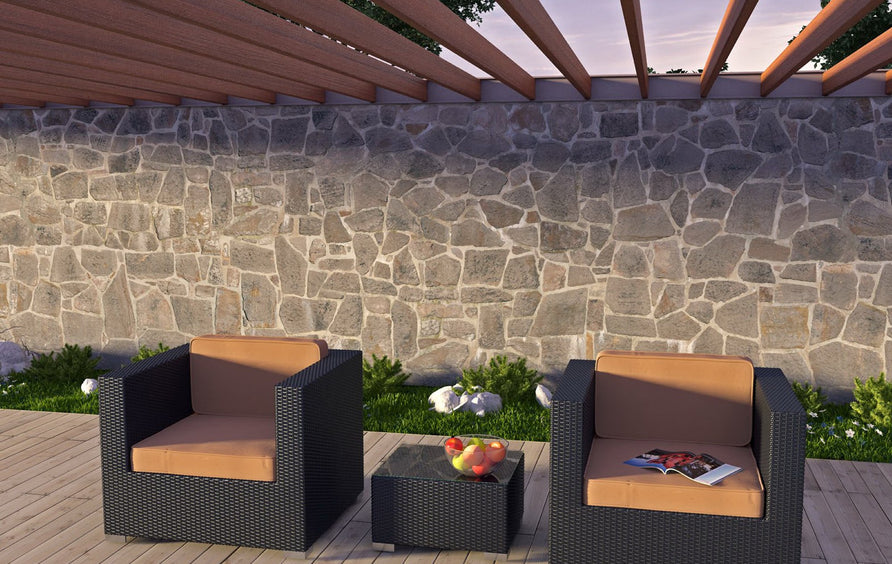 Dilys 3 Piece Outdoor Patio Sofa Set in Espresso Mocha