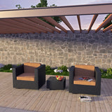 Dilys 3 Piece Outdoor Patio Sofa Set in Espresso Mocha