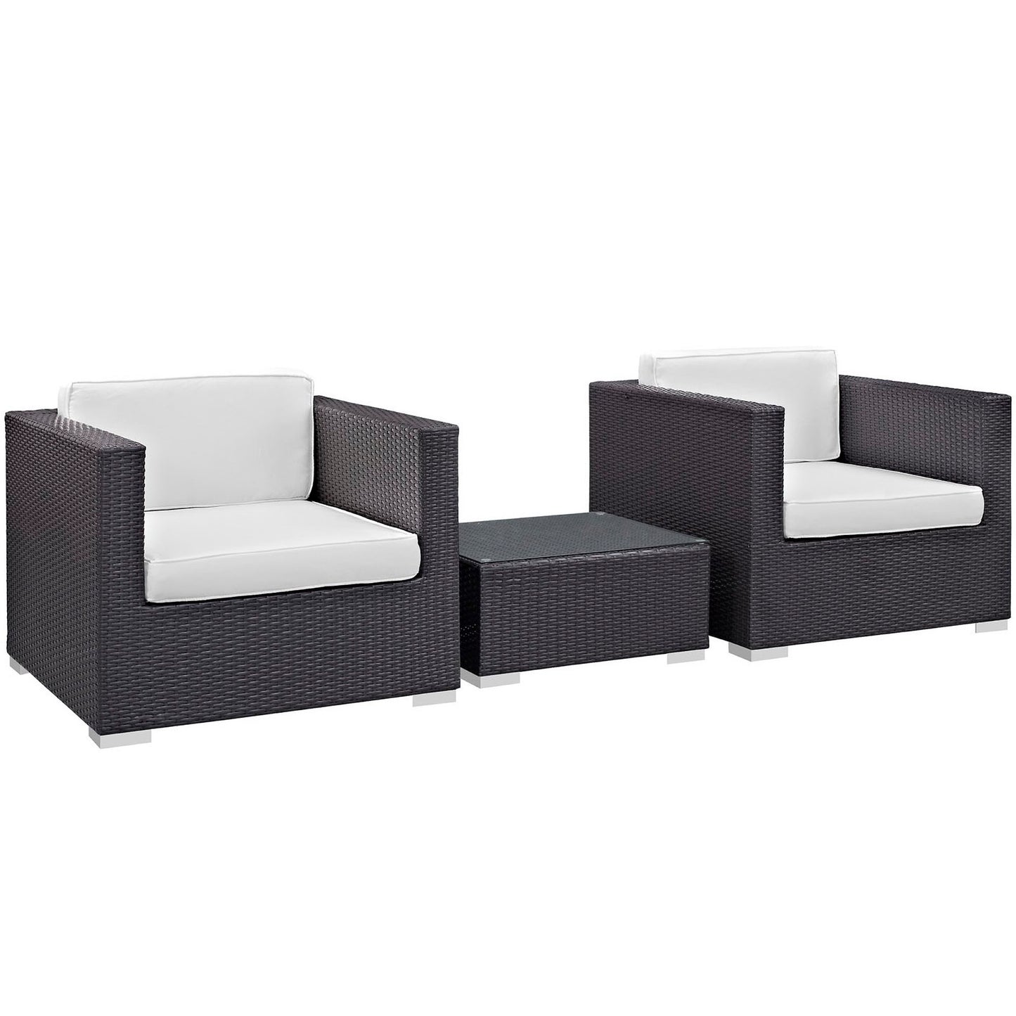 Dilys 3 Piece Outdoor Patio Sofa Set in Espresso White