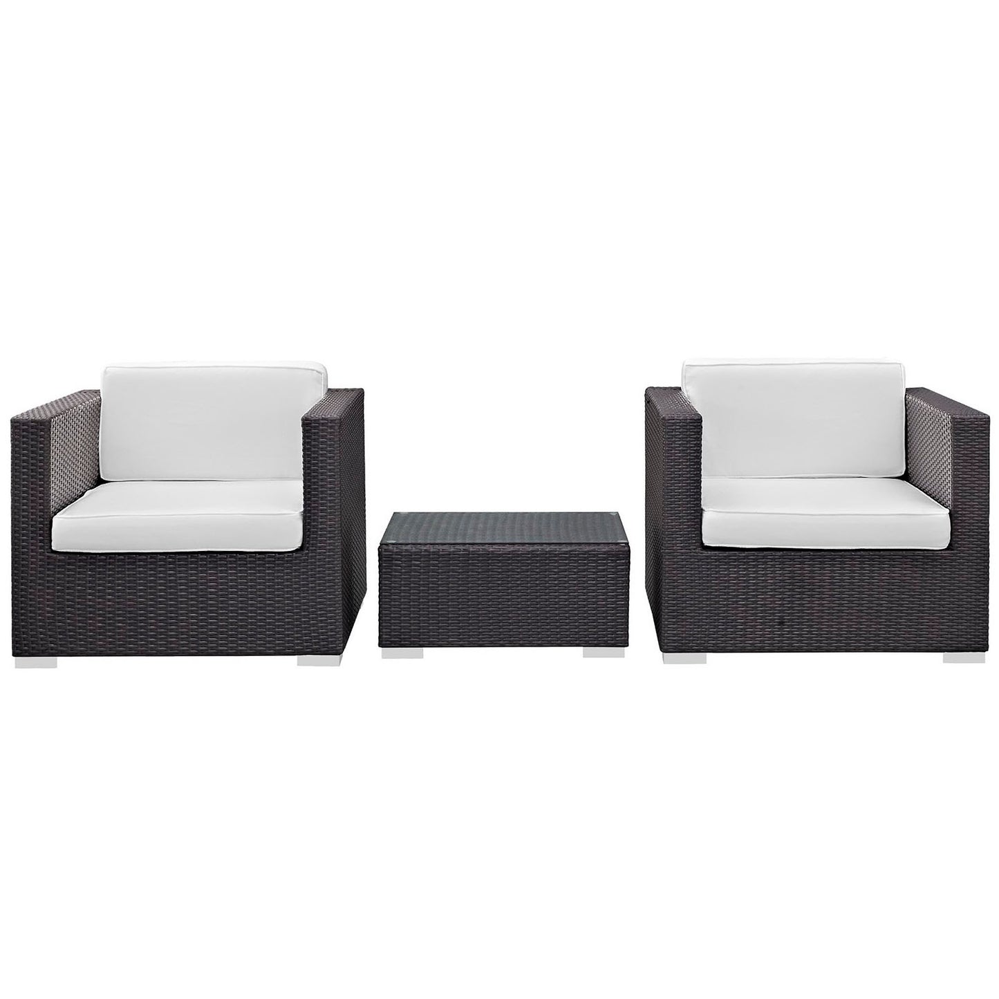 Dilys 3 Piece Outdoor Patio Sofa Set in Espresso White