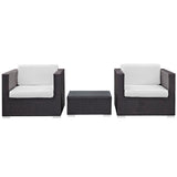 Dilys 3 Piece Outdoor Patio Sofa Set in Espresso White