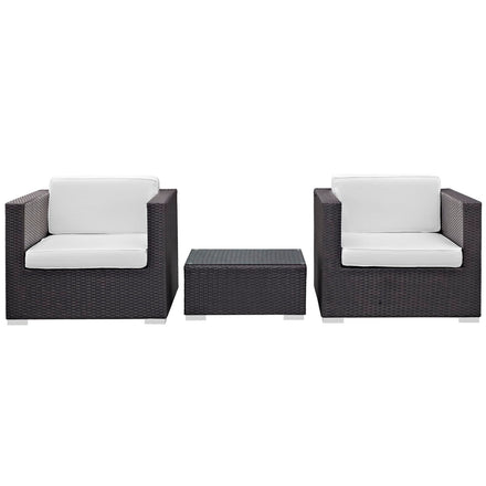 Burrow 3 Piece Outdoor Patio Sofa Set in Espresso White