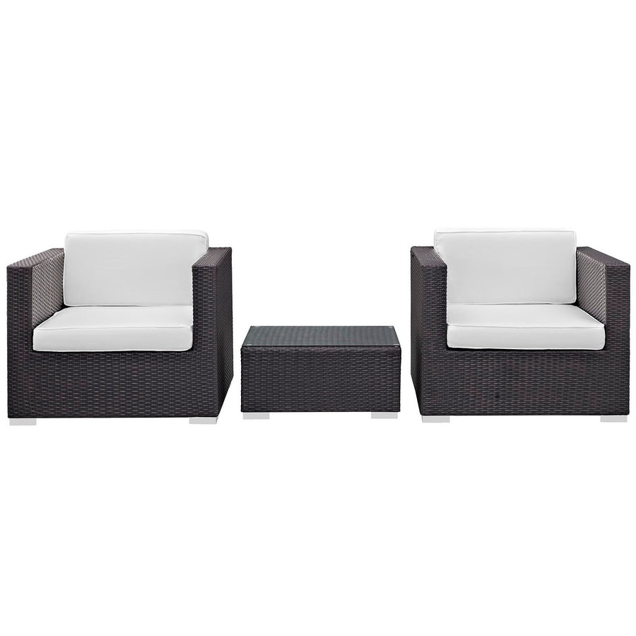 Dilys 3 Piece Outdoor Patio Sofa Set in Espresso White