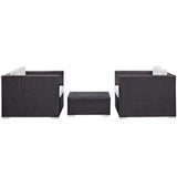 Dilys 3 Piece Outdoor Patio Sofa Set in Espresso White