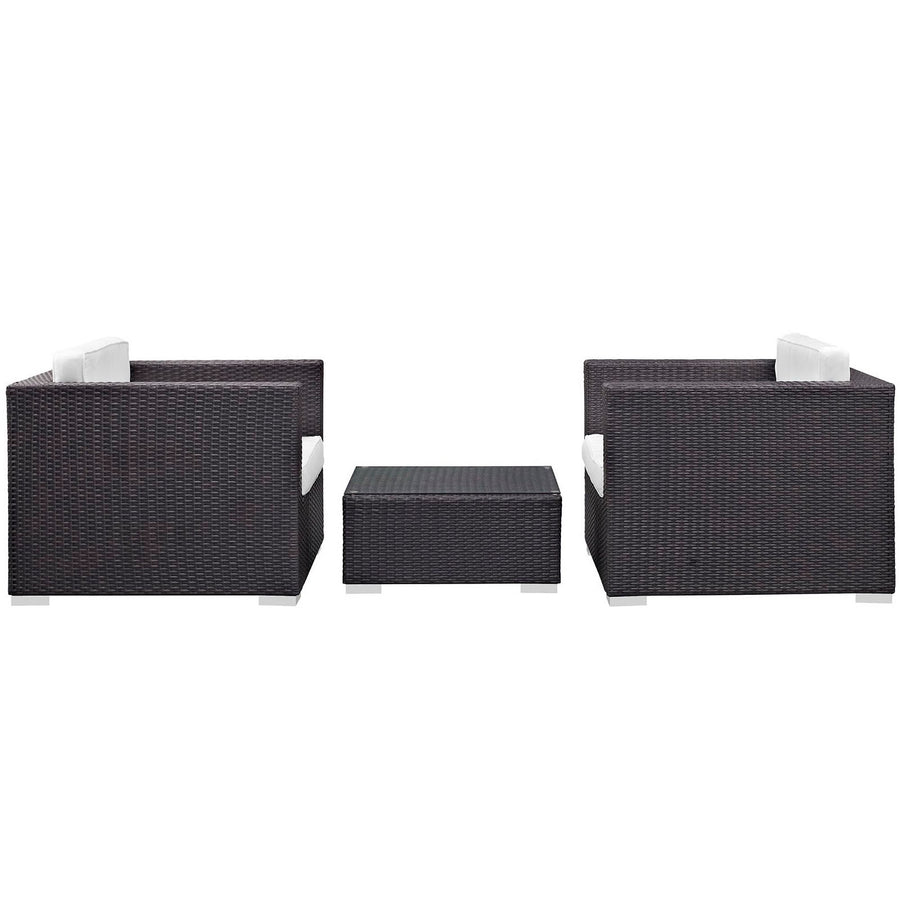 Dilys 3 Piece Outdoor Patio Sofa Set in Espresso White