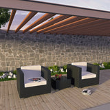 Dilys 3 Piece Outdoor Patio Sofa Set in Espresso White