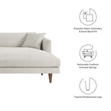 Manor Right-Facing Down Filled Overstuffed Sectional Sofa in Heathered Weave Ivory