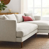 Manor Right-Facing Down Filled Overstuffed Sectional Sofa in Heathered Weave Ivory