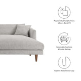 Manor Right-Facing Down Filled Overstuffed Sectional Sofa in Heathered Weave Light Gray