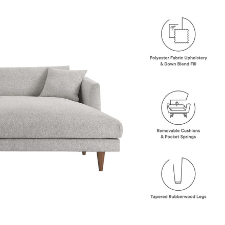 Zoya Right-Facing Down Filled Overstuffed Sectional Sofa in Heathered Weave Light Gray