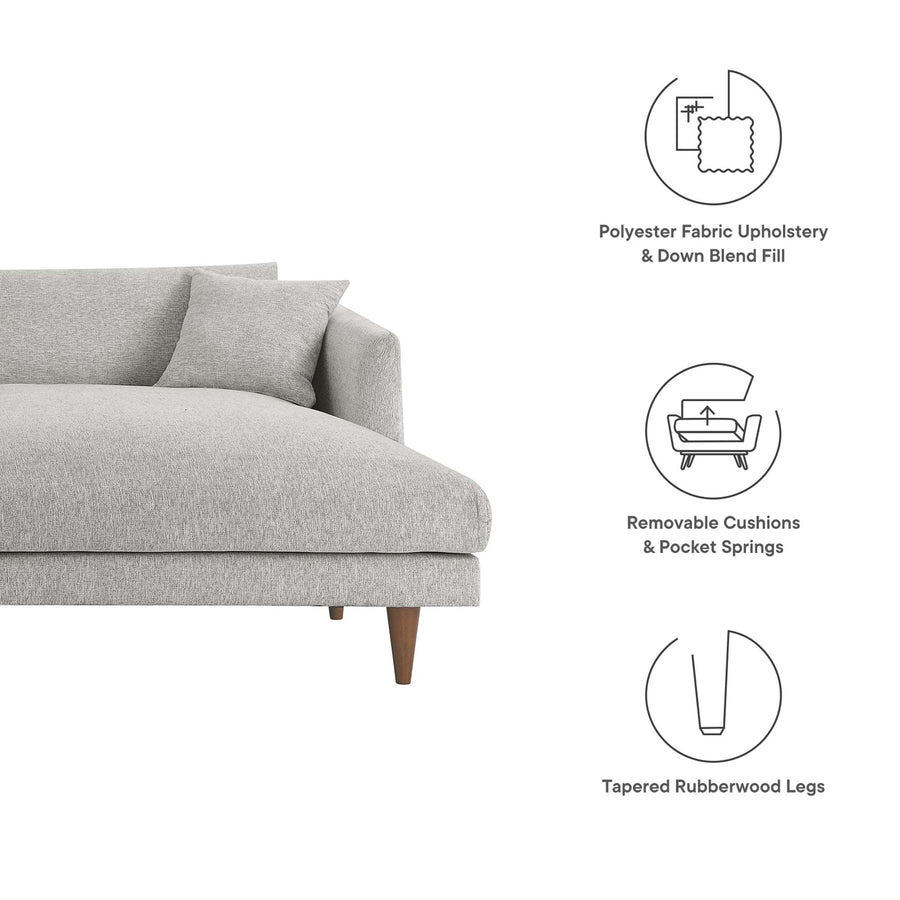 Manor Right-Facing Down Filled Overstuffed Sectional Sofa in Heathered Weave Light Gray